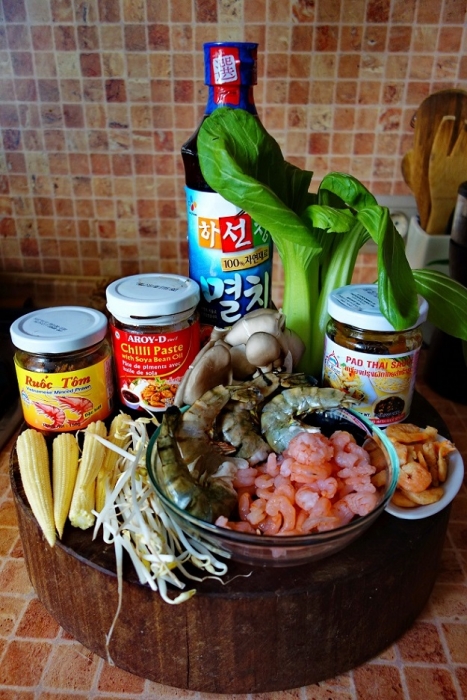 Рисовая  лапша с креветками в тайском стиле. Крео от Чунги