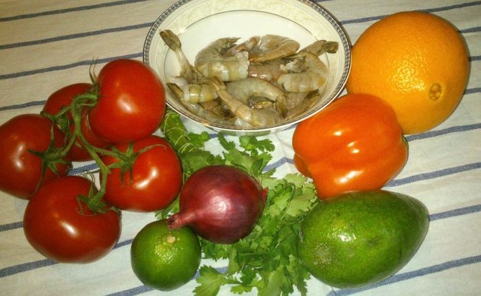 Креветочное севиче с соусом из запеченных овощей. Афтар: Тили