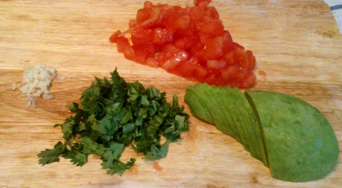 Креветочное севиче с соусом из запеченных овощей. Афтар: Тили