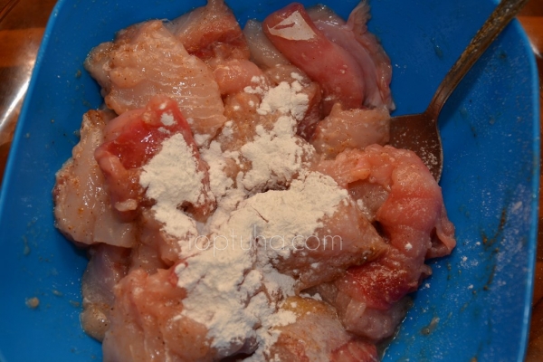 Шашлык из мяса осеннего сома с соусом-чили